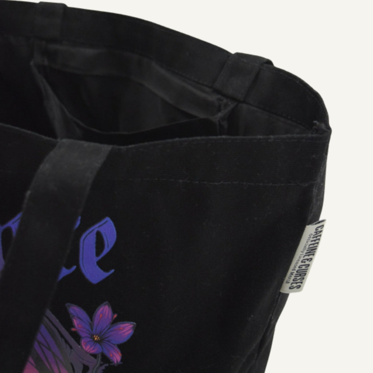 Violence Tote Bag zip top and inner pocket — Caffeine and Curses