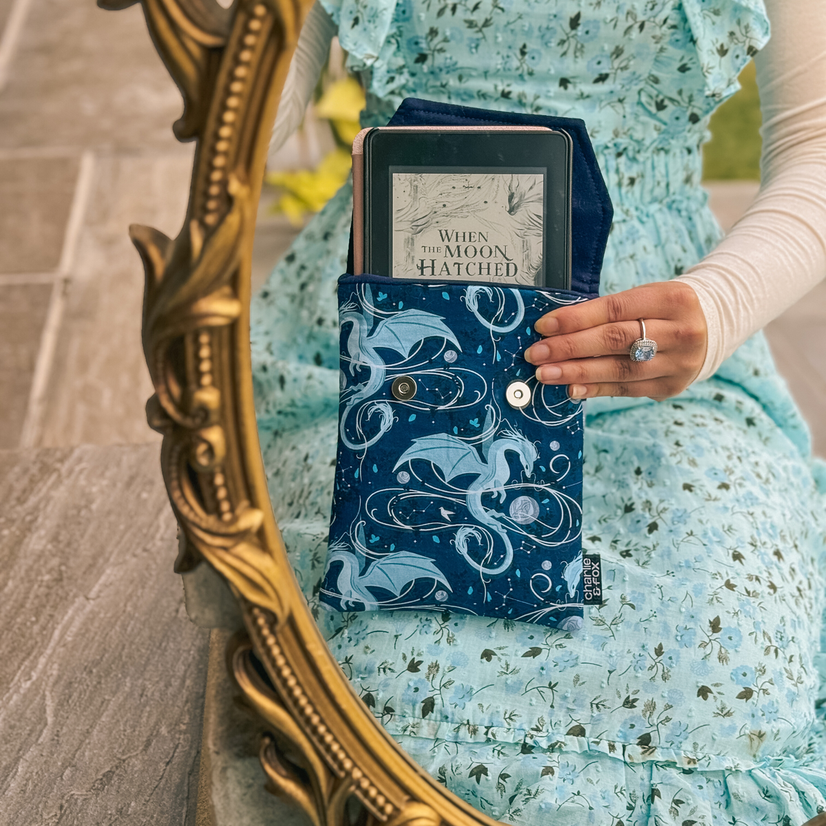 Moonplume Dragon padded e-reader sleeve (When The Moon Hatched)