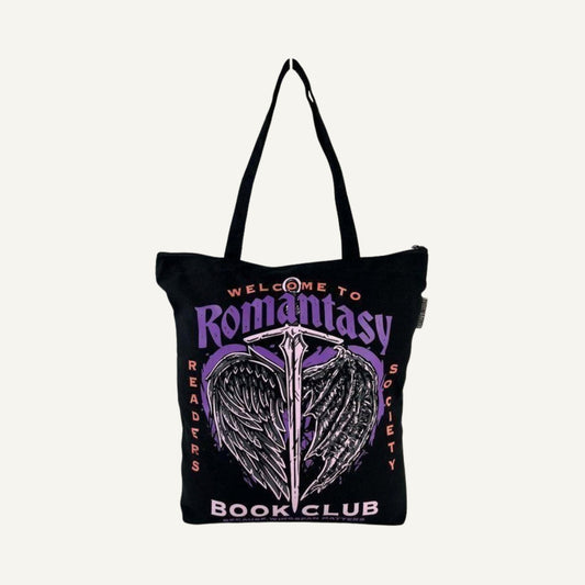 Romantasy Book Club Tote Bag front view — Caffeine and Curses