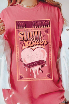 Slow Burn T-Shirt — bookish merch by Caffeine and Curses. The trope that lights you on fire by chapter 30. Hand-designed in Australia.