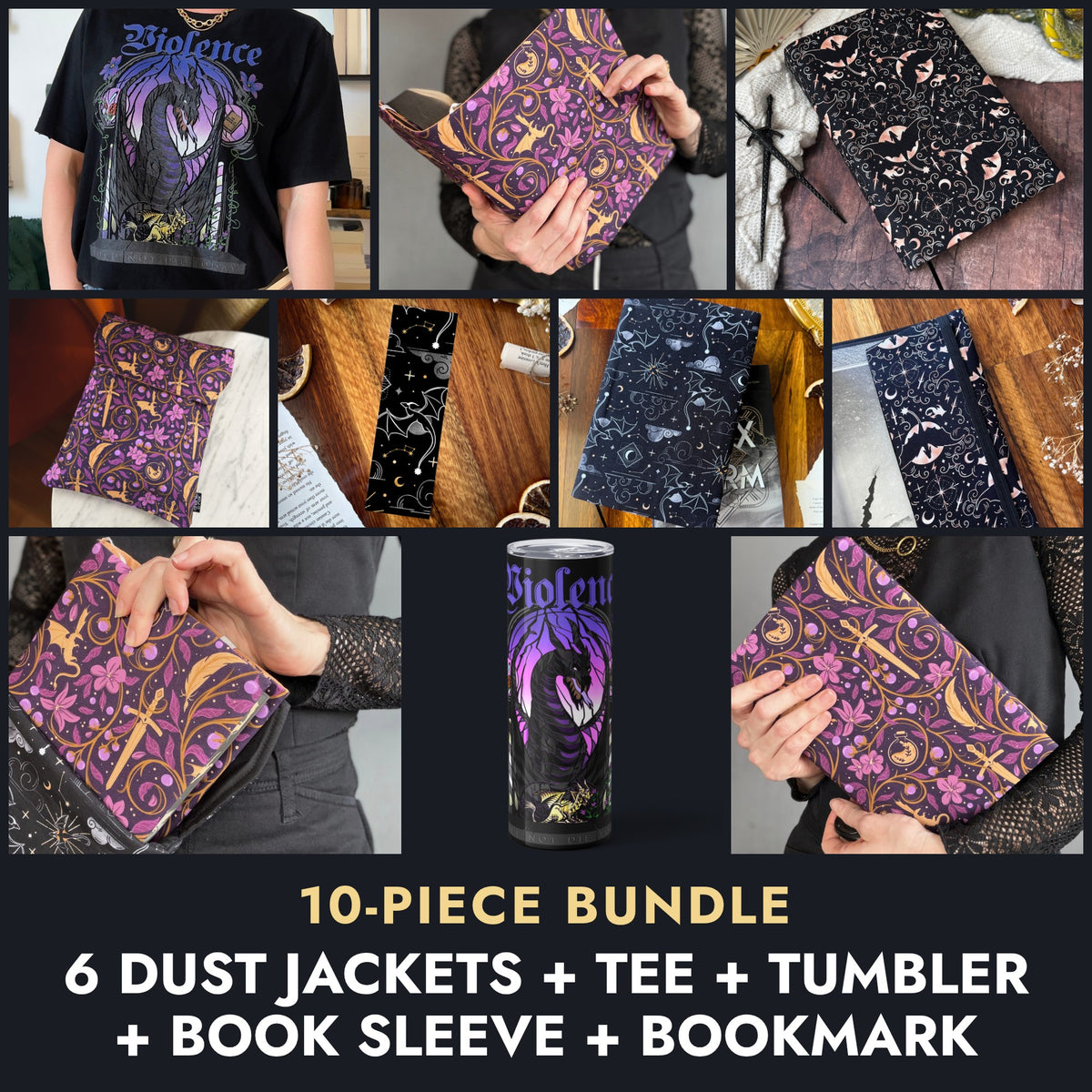 Sorrengail Bundle: 10 pieces, 6 dust jackets, tee, tumbler, book sleeve and bookmark