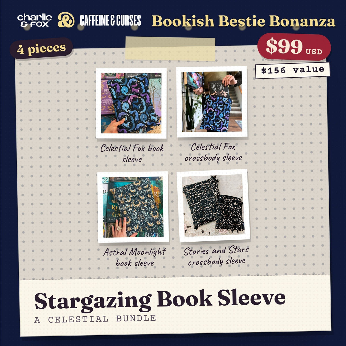 Bookish Bestie Bonanza bundle: Stargazing Book Sleeve (Celestial)