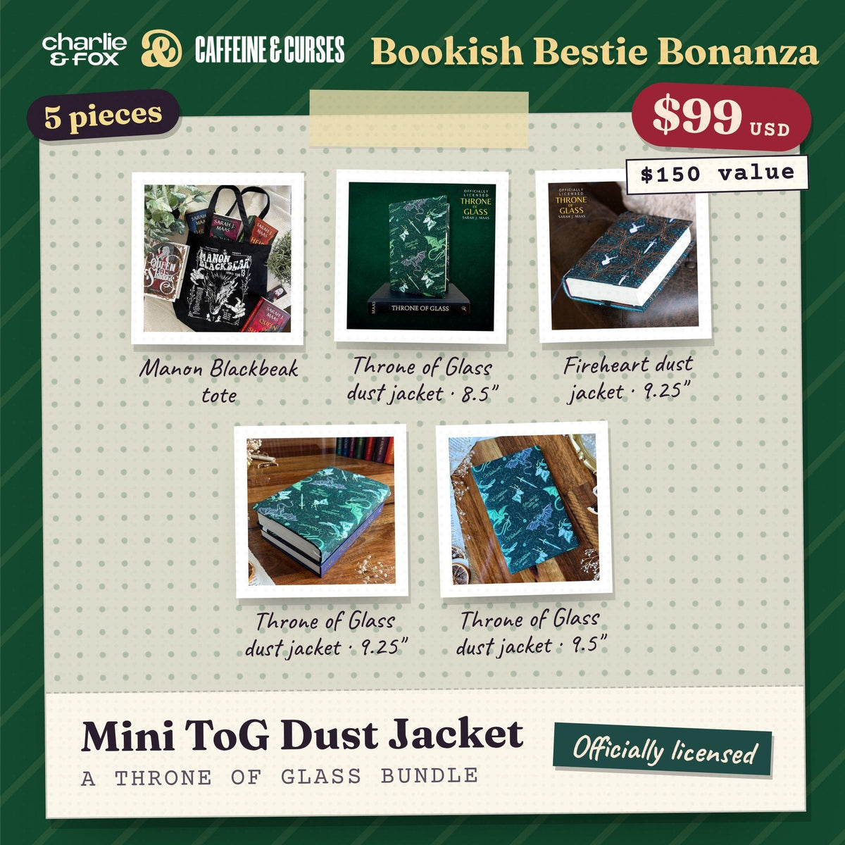 Bookish Bestie Bonanza bundle: Mini ToG Dust Jacket (Throne of Glass)
