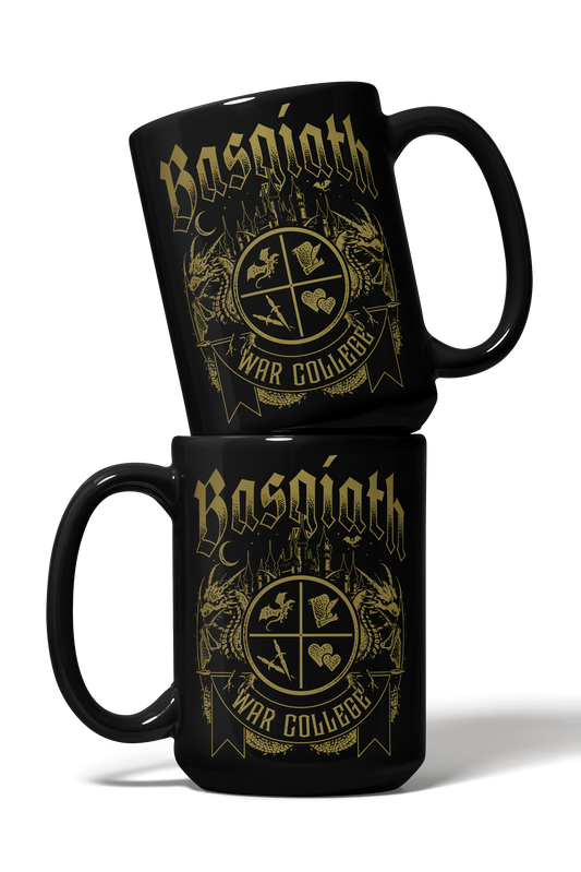Basgiath War College Mug — Fourth Wing merch by Rebecca Yarros. Caffeine and the Threshing — the only way. Hand-designed in Australia, officially licensed.