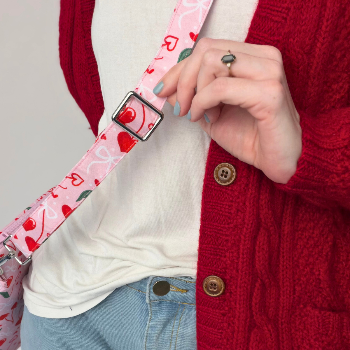 Cherry Hearts crossbody sleeve