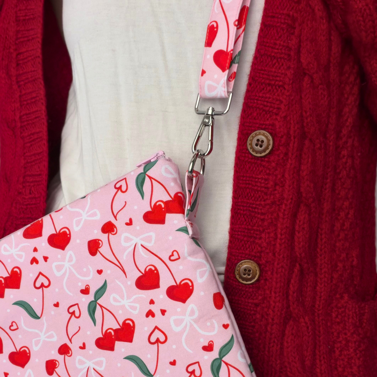 Cherry Hearts crossbody sleeve