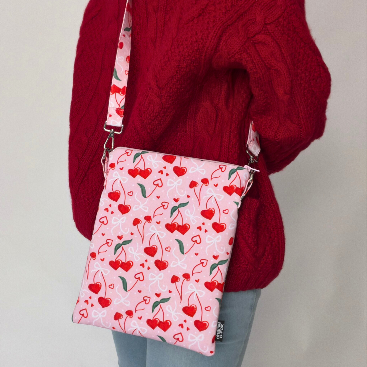 Cherry Hearts crossbody sleeve