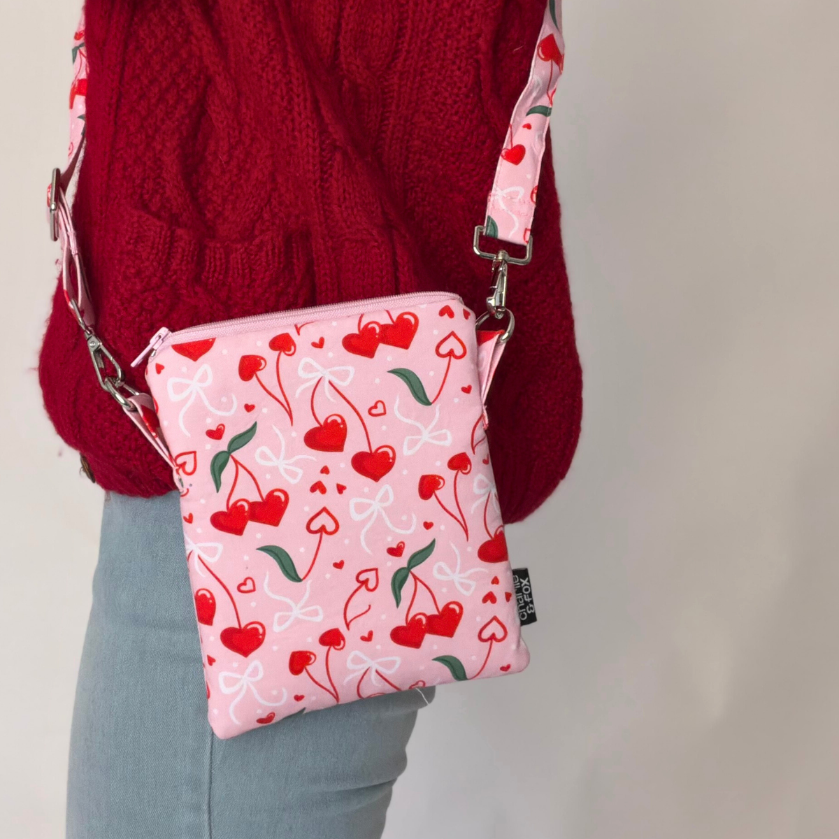 Cherry Hearts crossbody sleeve