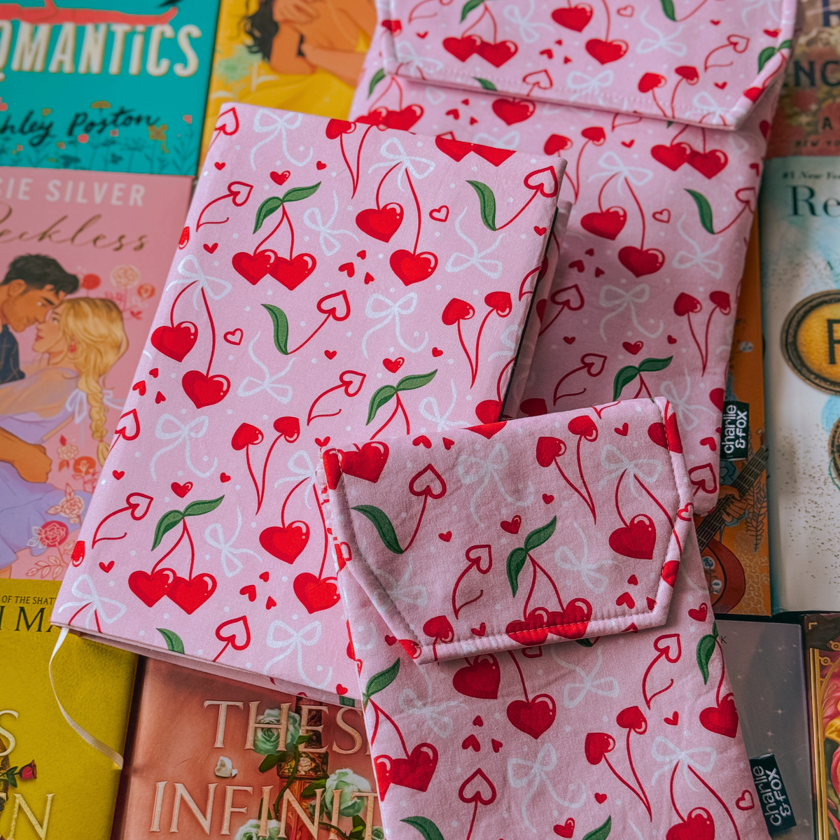 Cherry Hearts fabric dust jacket