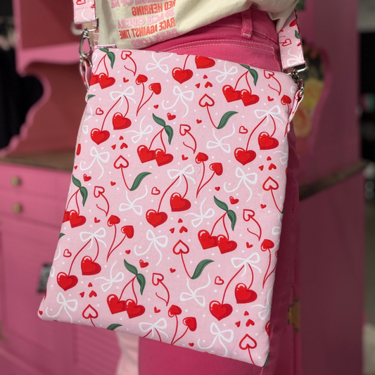 Cherry Hearts crossbody sleeve