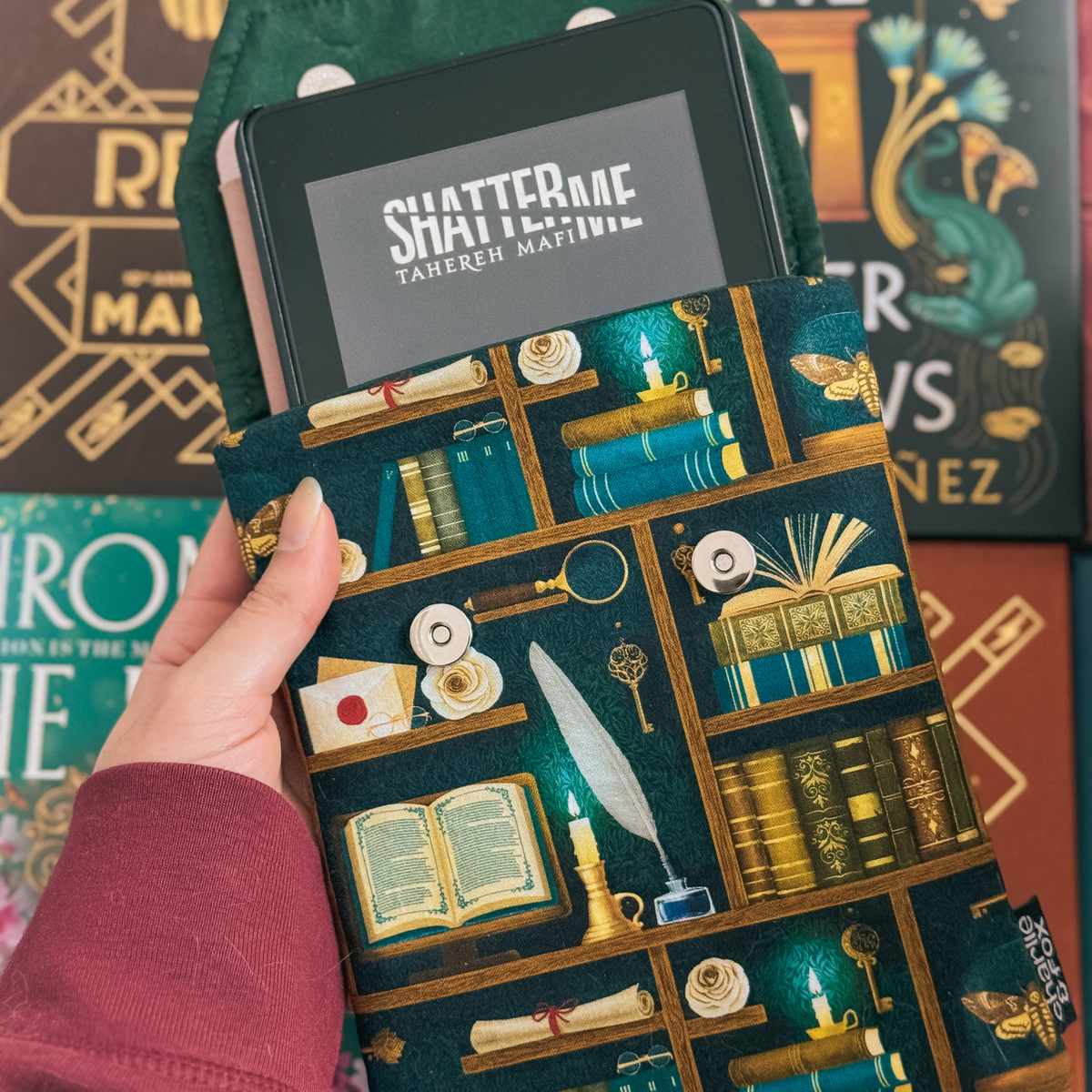 Dark Academia (Teal) padded e-reader sleeve