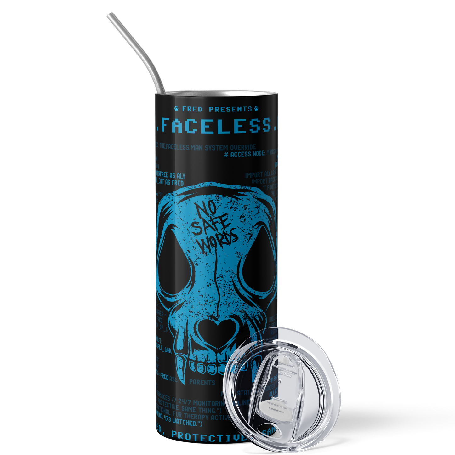 Faceless Man Tumbler — Lights Out merch by Navessa Allen. Coffee for the man you'll never forget. Hand-designed in Australia, officially licensed.