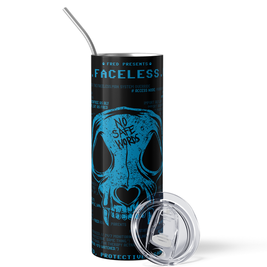 Faceless Man Tumbler — Lights Out merch by Navessa Allen. Coffee for the man you'll never forget. Hand-designed in Australia, officially licensed.