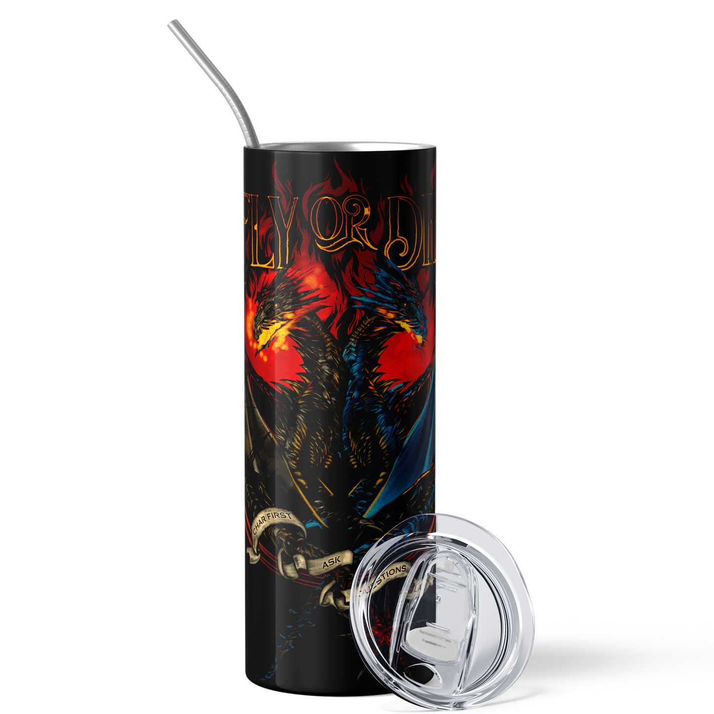Fly or Die Tumbler — Fourth Wing merch by Rebecca Yarros. Tairn chose violence — your coffee chose this. Hand-designed in Australia, officially licensed.
