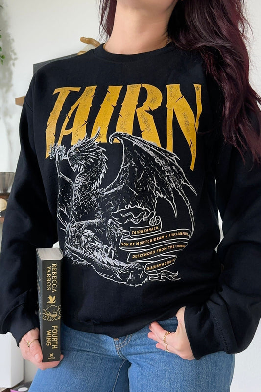 Tairn Sweatshirt — Fourth Wing merch by Rebecca Yarros. The dragon who chose violence. Hand-designed in Australia, officially licensed.