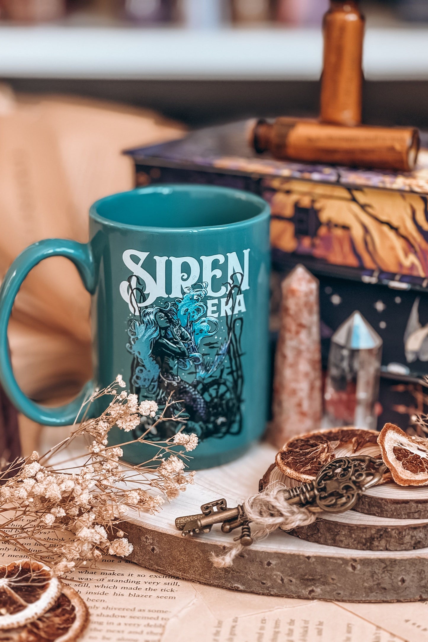 Siren Era Mug — bookish merch by Caffeine and Curses. Welcome to your siren era — coffee included. Hand-designed in Australia.
