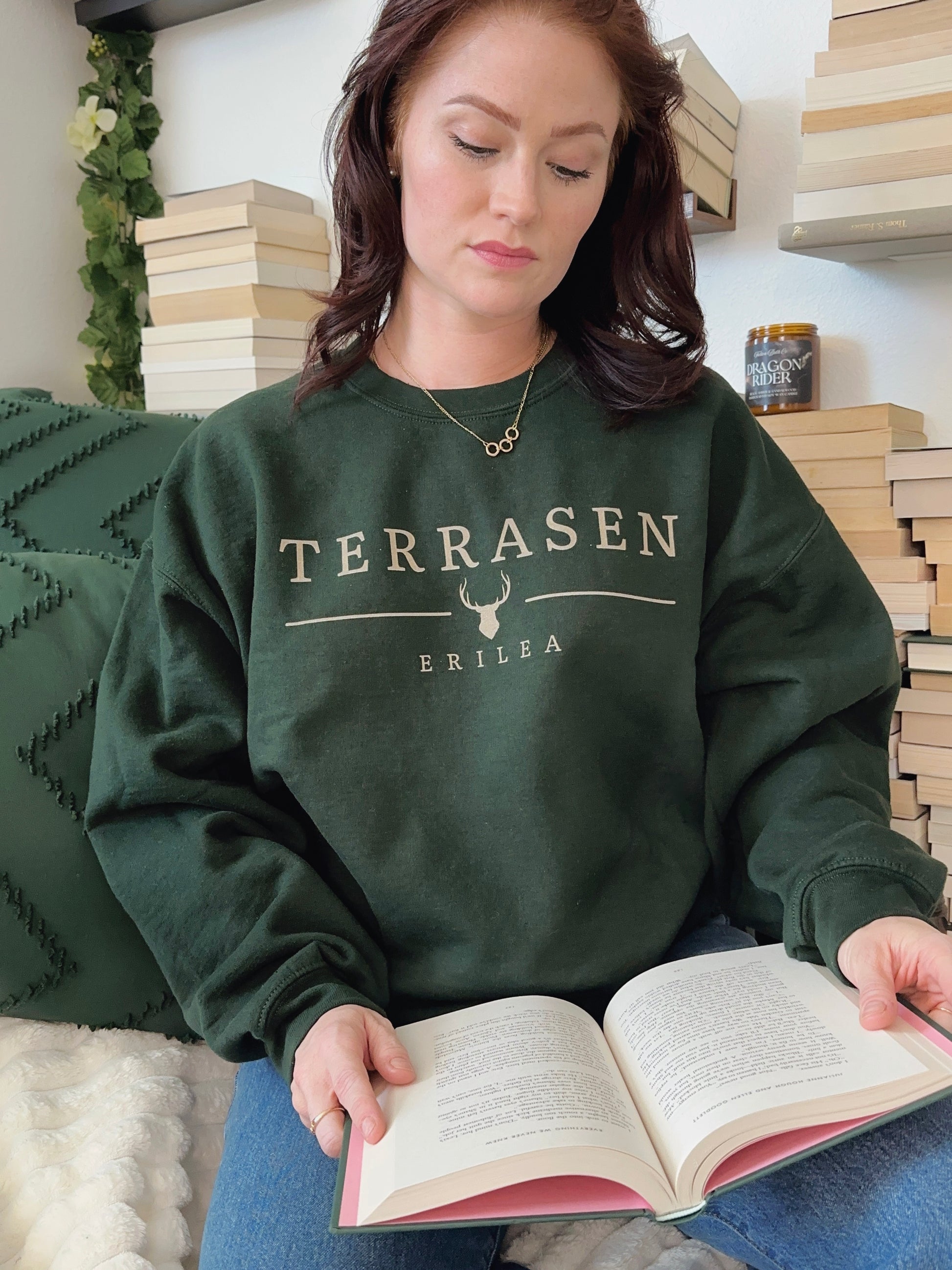Terrasen Sweatshirt — Throne of Glass merch by Sarah J. Maas. The lost kingdom you can't stop missing — Aelin's home. Hand-designed in Australia, officially licensed.