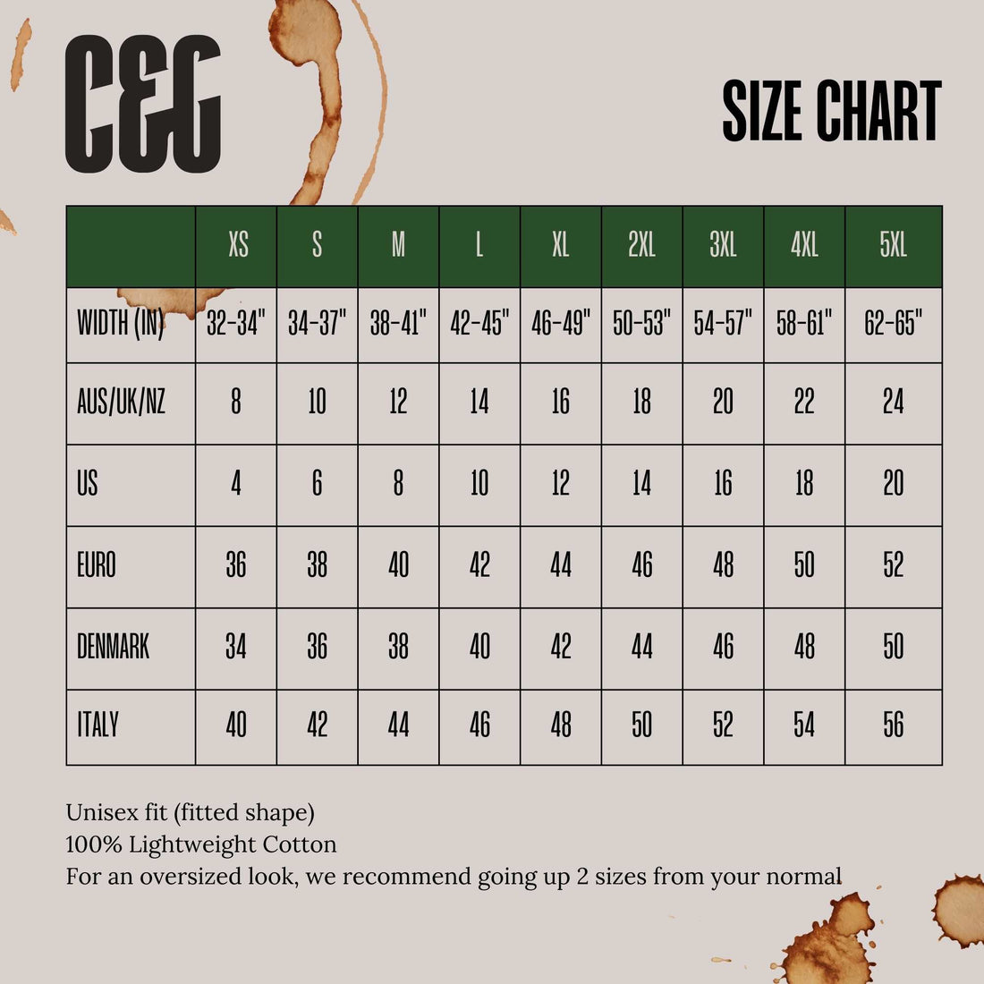 the size chart for a women&