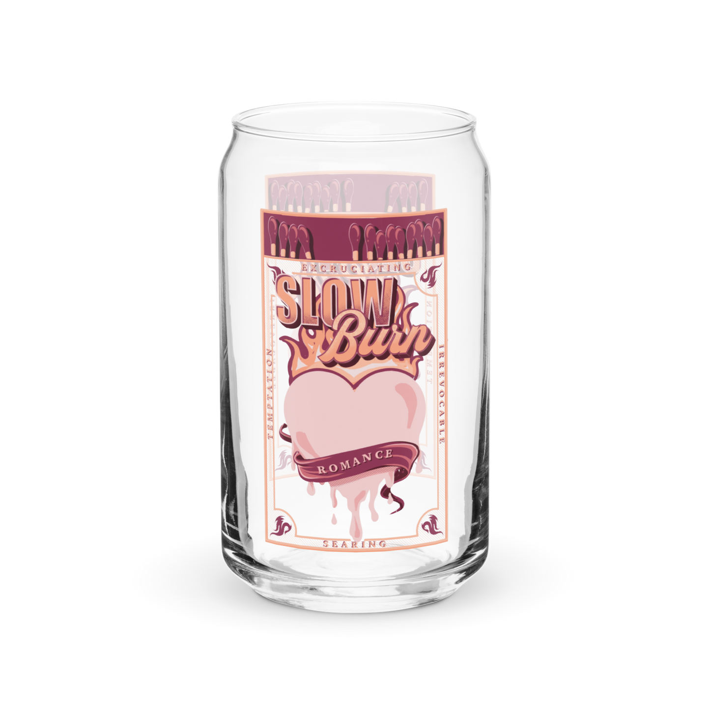 Slow Burn Can Glass — bookish merch by Caffeine and Curses. To the trope that lights you on fire by chapter 30. Hand-designed in Australia.