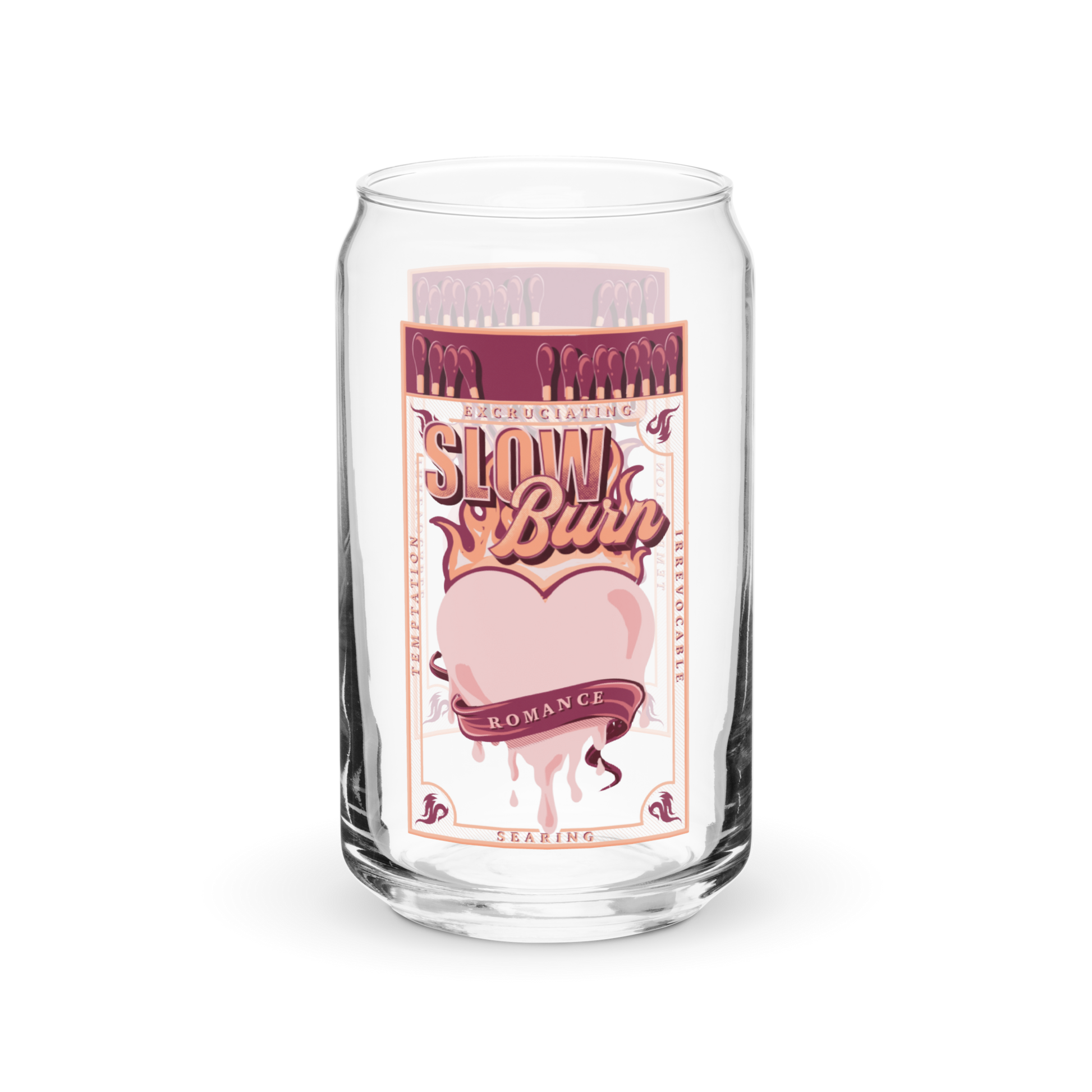 Slow Burn Can Glass — bookish merch by Caffeine and Curses. To the trope that lights you on fire by chapter 30. Hand-designed in Australia.