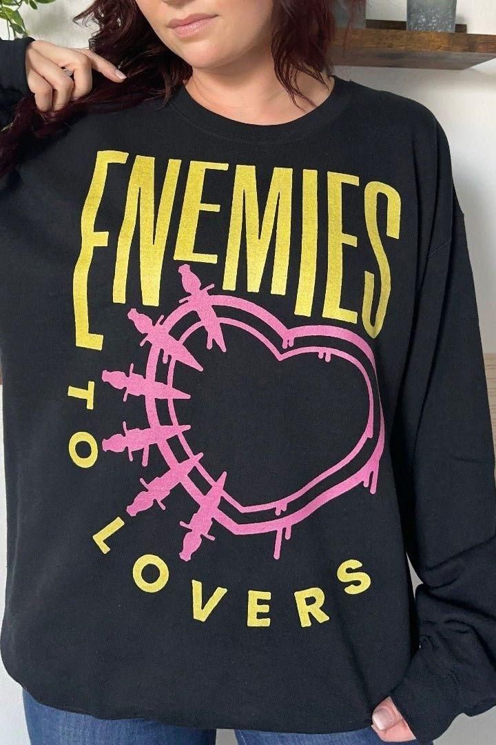 Enemies To Lovers Vol.2 Sweatshirt — bookish merch by Caffeine and Curses. The trope that keeps wrecking you. Hand-designed in Australia.