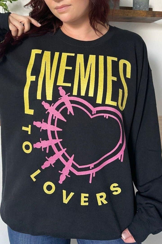 Enemies To Lovers Vol.2 Sweatshirt — bookish merch by Caffeine and Curses. The trope that keeps wrecking you. Hand-designed in Australia.