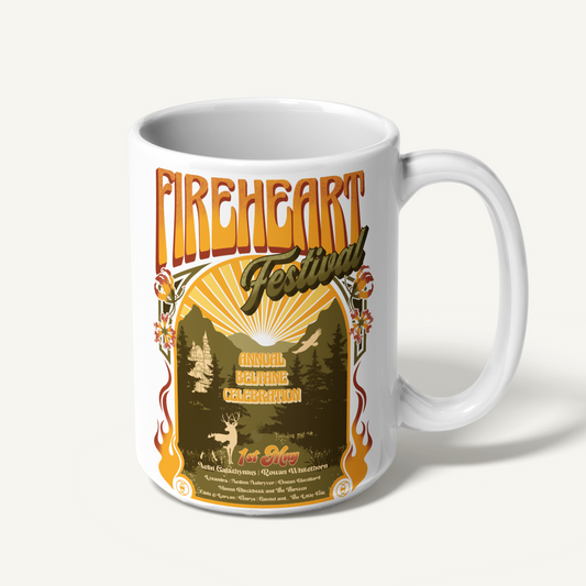 White Fireheart Festival mug, right side — Throne of Glass merch inspired by Sarah J. Maas