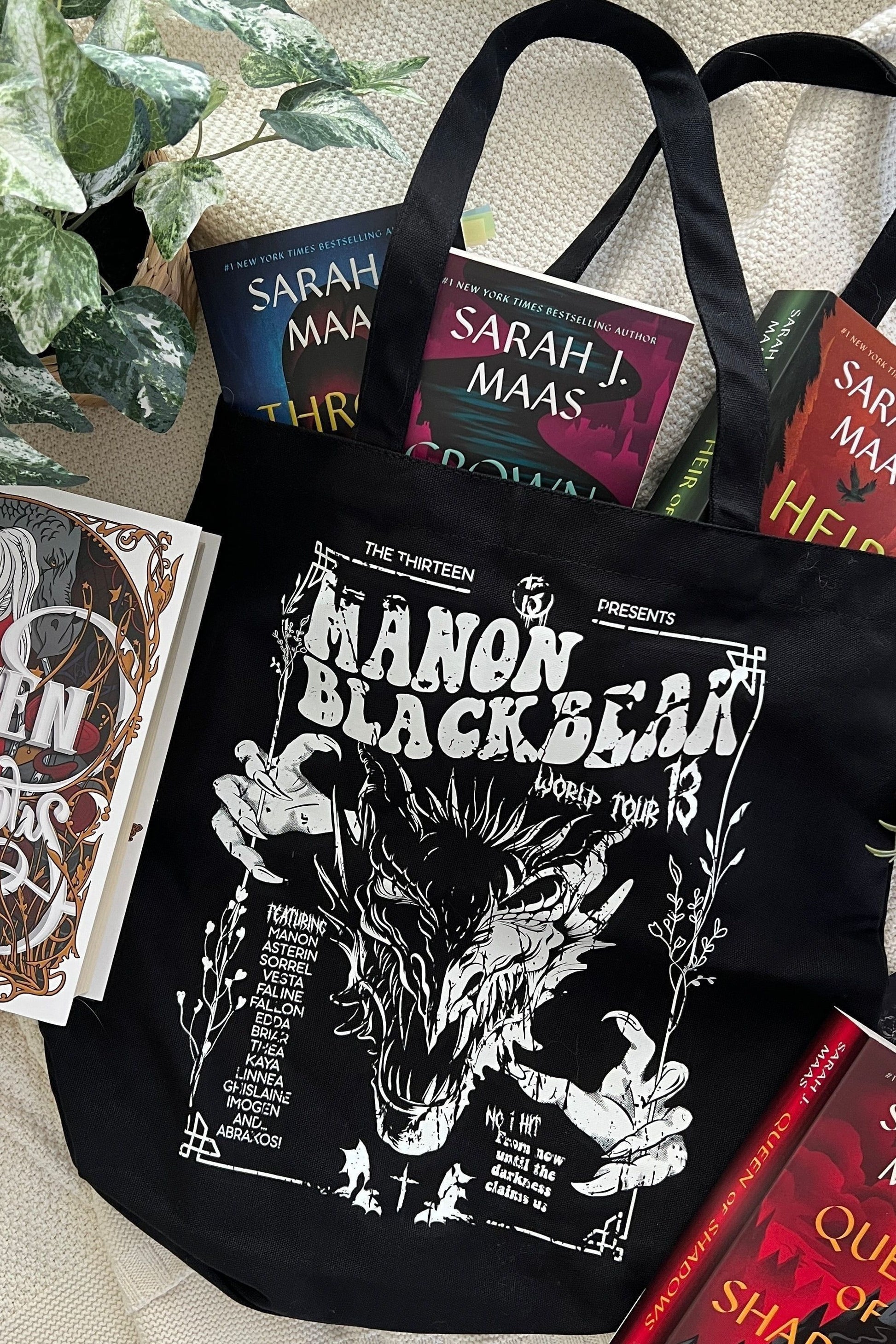 Manon Blackbeak Tote — Throne of Glass merch by Sarah J. Maas. Carry the Wing Leader's iron resolve. Hand-designed in Australia, officially licensed.
