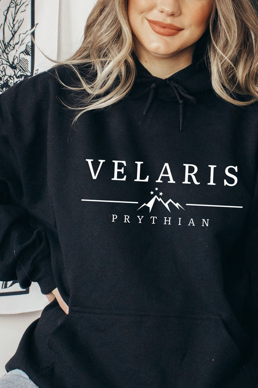 Velaris Hoodie — ACOTAR merch by Sarah J. Maas. The Court of Dreams' city of starlight — Night Court's heart. Hand-designed in Australia, officially licensed.