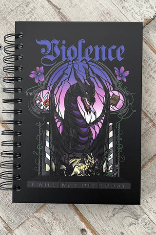 Violence Notebook — Fourth Wing merch by Rebecca Yarros. For tracking the threshing, in fierce ink. Hand-designed in Australia, officially licensed.