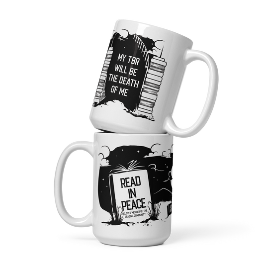 Read in Peace Mug — bookish merch by Caffeine and Curses. Coffee, quiet, and one chapter more. Hand-designed in Australia.