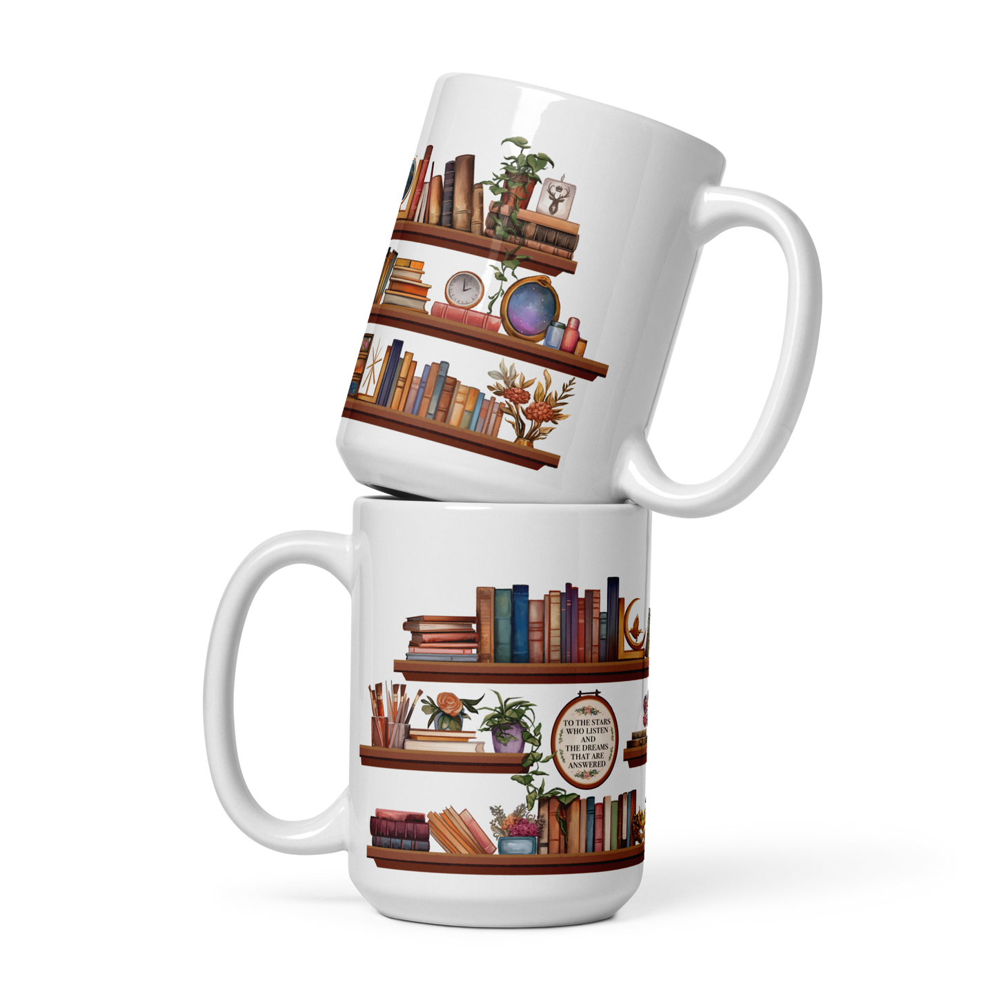 SJM Shelfie Mug — Sarah J. Maas merch. Bryce, Feyre, Aelin, Manon — coffee with all of them. Hand-designed in Australia, officially licensed.