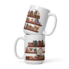 SJM Shelfie Mug — Sarah J. Maas merch. Bryce, Feyre, Aelin, Manon — coffee with all of them. Hand-designed in Australia, officially licensed.